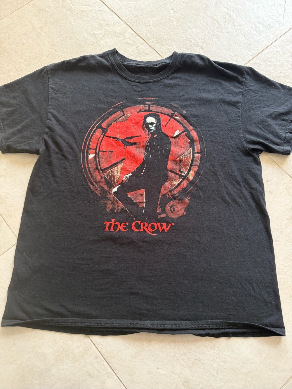 The Row Black Short-Sleeve Tee with Red Crow Graphic